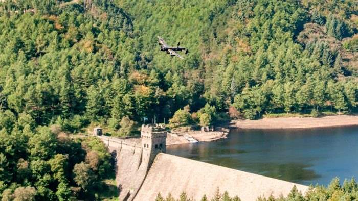 Lancaster flies over Dambuster dam