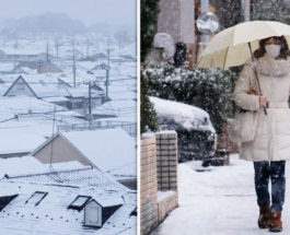 япония снег