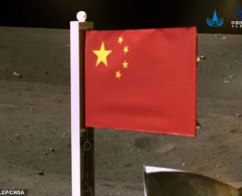 Китай, флаг, Луна,