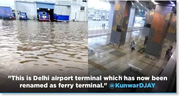 аэропорт, Дели, затопление, Индия,